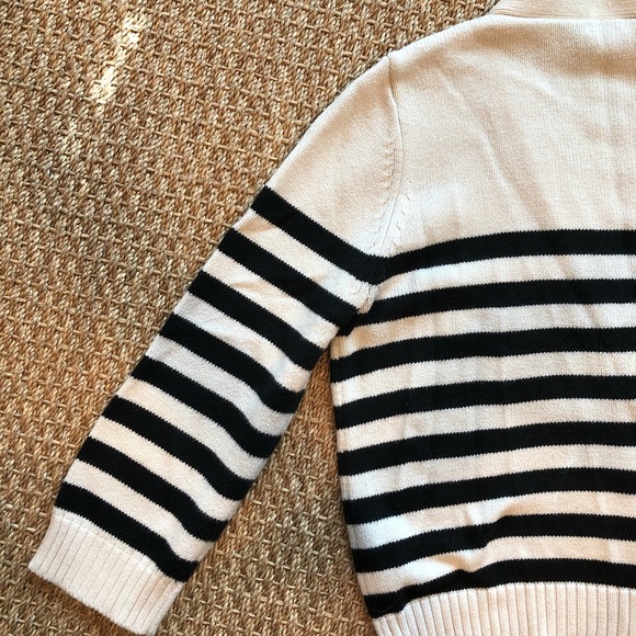 Cream and Black Striped Cardigan - Picture 5 of 6